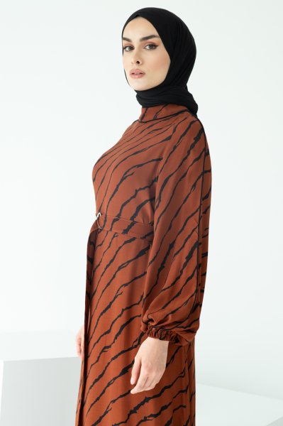 BALON KOL YENİ ZEBRA DESENLİ ELBİSE