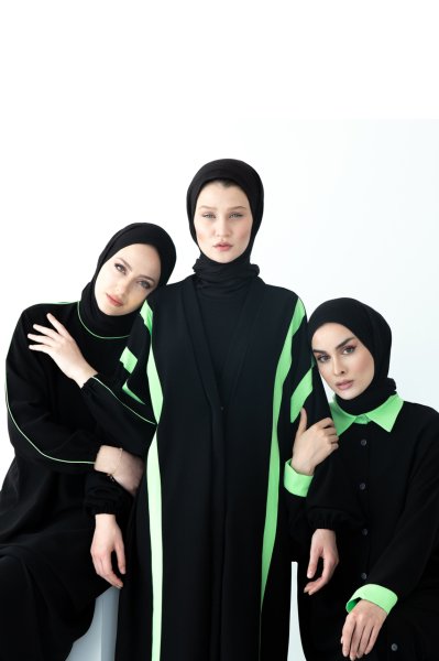 Neon Şertili Abaya Bilek Lastikli