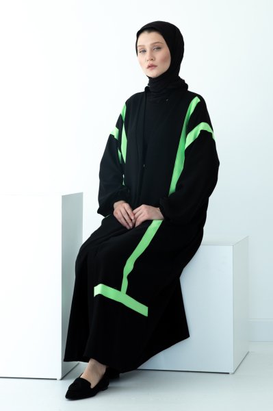 Neon Şertili Abaya Bilek Lastikli