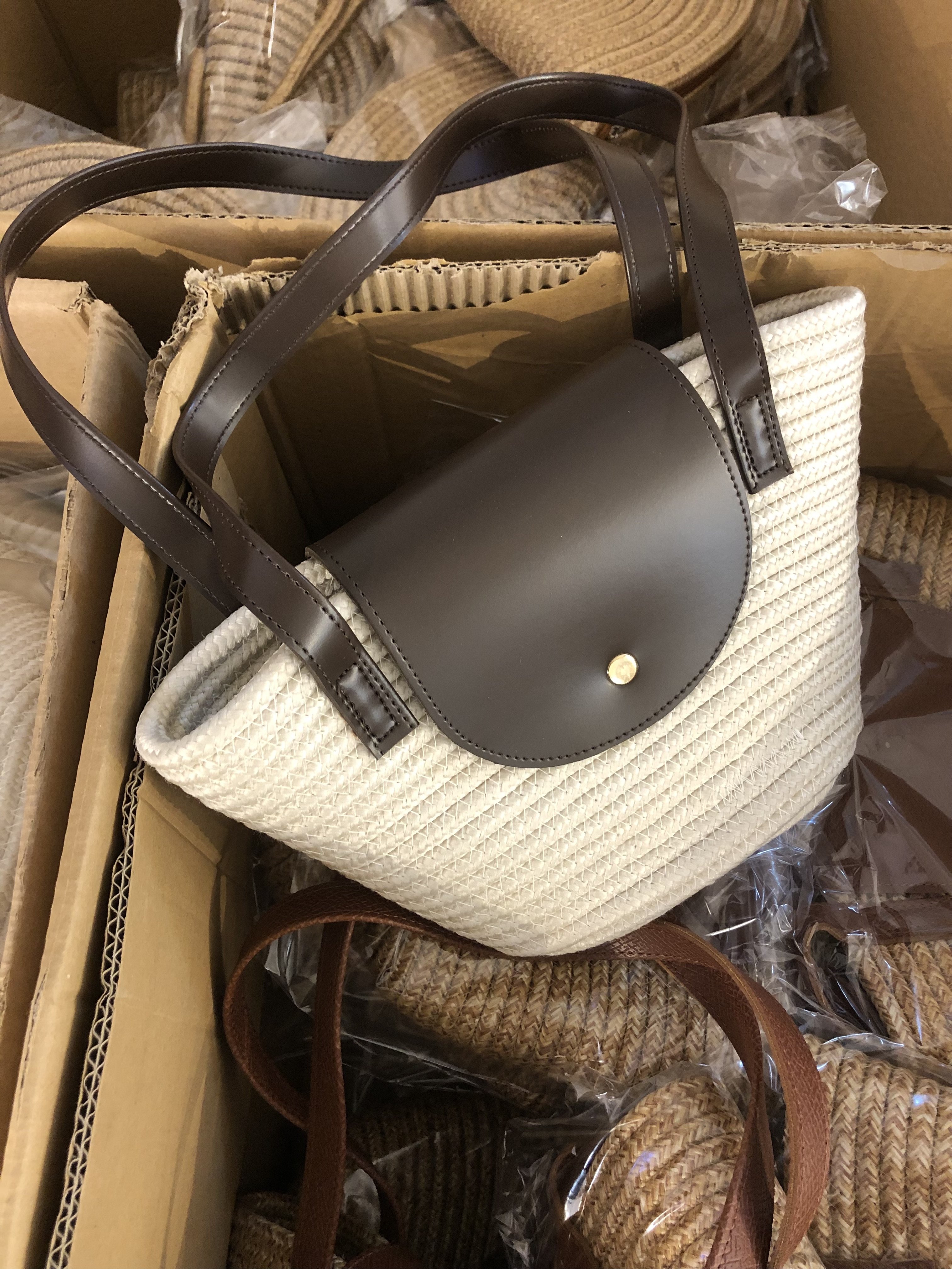 Zanzibar Krem Handmade Hasır Omuz Çantası