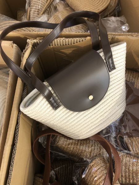 Zanzibar Krem Handmade Hasır Omuz Çantası