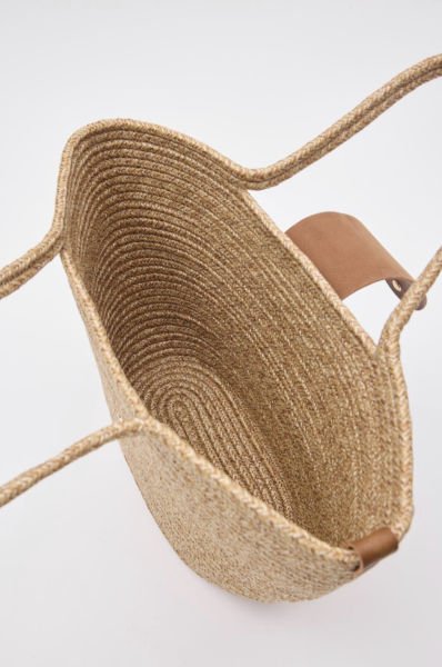 Cocos Kapaklı Handmade Hasır Tote Çanta Vizon