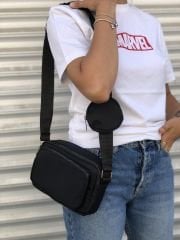 Siyah Paraşüt Kumaş Çapraz Çanta