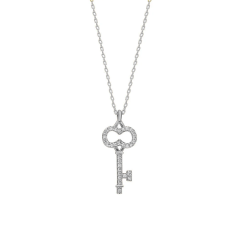 Taşlı Anahtar Kolye 718033 Silver