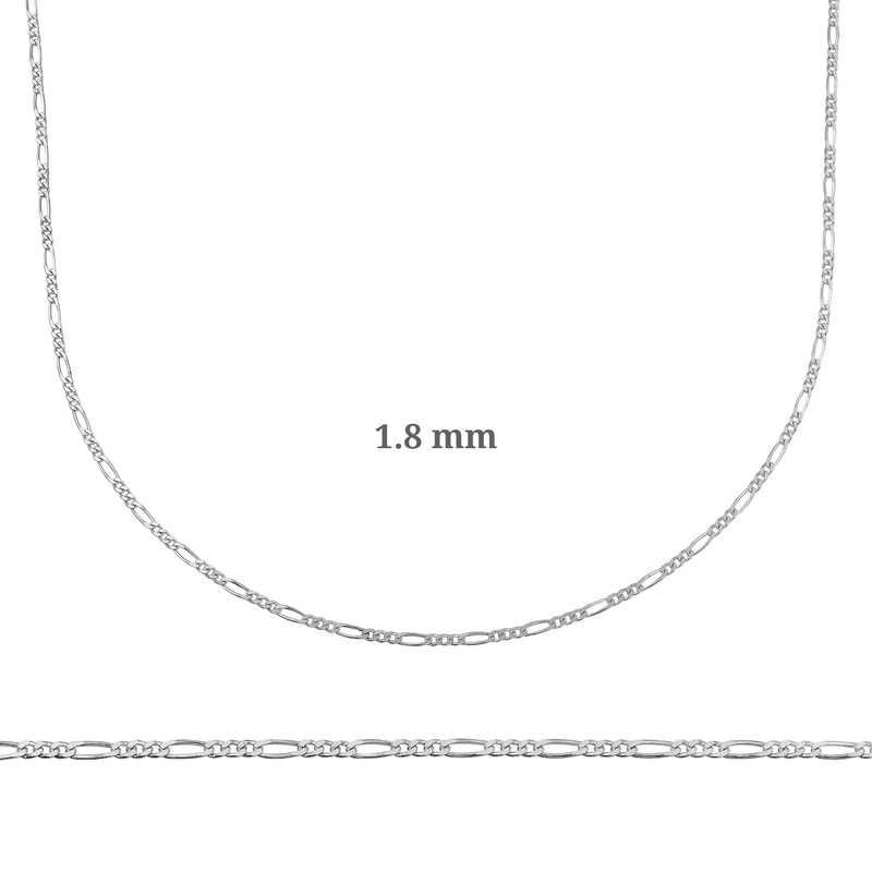 1.8 mm Gümüş Figaro Zincir - 0.50 mikron 45 cm
