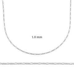1.8 mm Gümüş Figaro Zincir - 0.50 mikron 45 cm