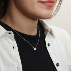 Minimal Kelebek Kolye 718034 Gold
