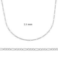 2.10 mm Gümüş Figaro Zincir - 0.60 mikron 55 cm