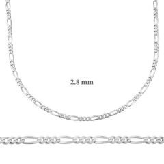 2.8 mm Gümüş Figaro Zincir - 0.80 mikron 50 cm