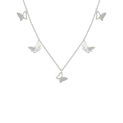 Taşlı Kelebek Kolye 718035 Silver