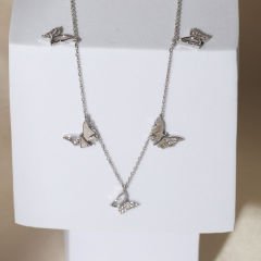 Taşlı Kelebek Kolye 718035 Silver