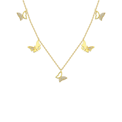 Taşlı Kelebek Kolye 718035 Gold