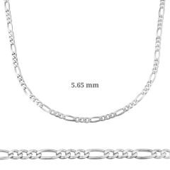 5.65 mm Gümüş Figaro Zincir - 160 mikron 50 cm