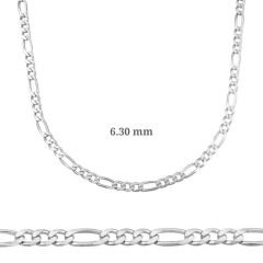 6.30 mm Gümüş Figaro Zincir - 180 mikron 65 cm