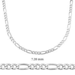7.20 mm Gümüş Figaro Zincir - 200 mikron 60 cm