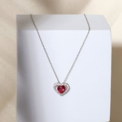 Kırmızı Kalp Kolye 718036 Silver