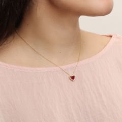 Kırmızı Kalp Kolye 718036 Gold