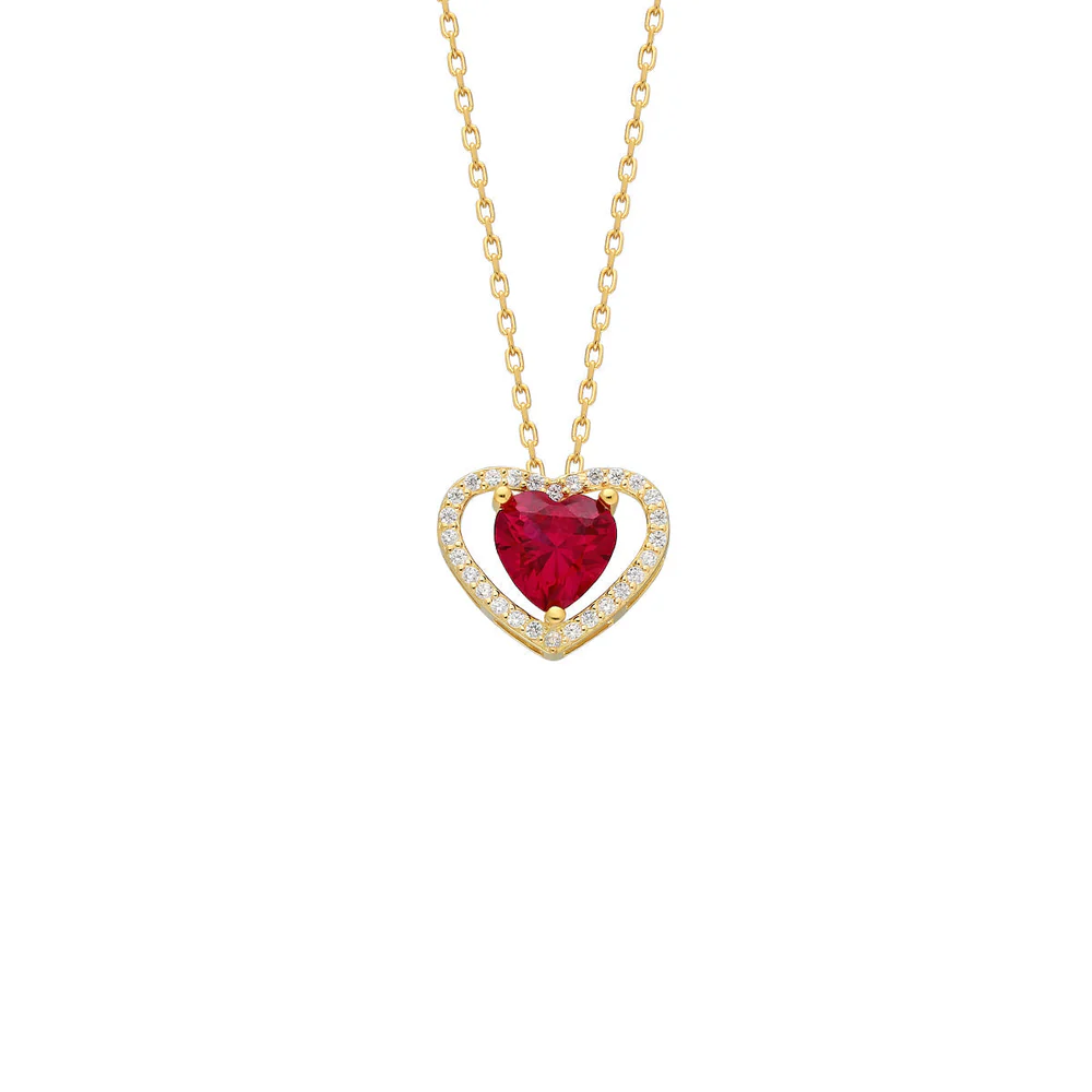 Kırmızı Kalp Kolye 718036 Gold