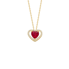 Kırmızı Kalp Kolye 718036 Gold