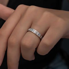 Gümüş Sıralı Baget Taşlı Kadın Yüzük 10