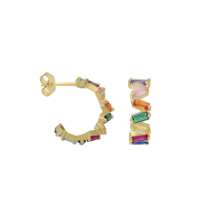 Renkli Baget Shift Küpe 718870 Gold