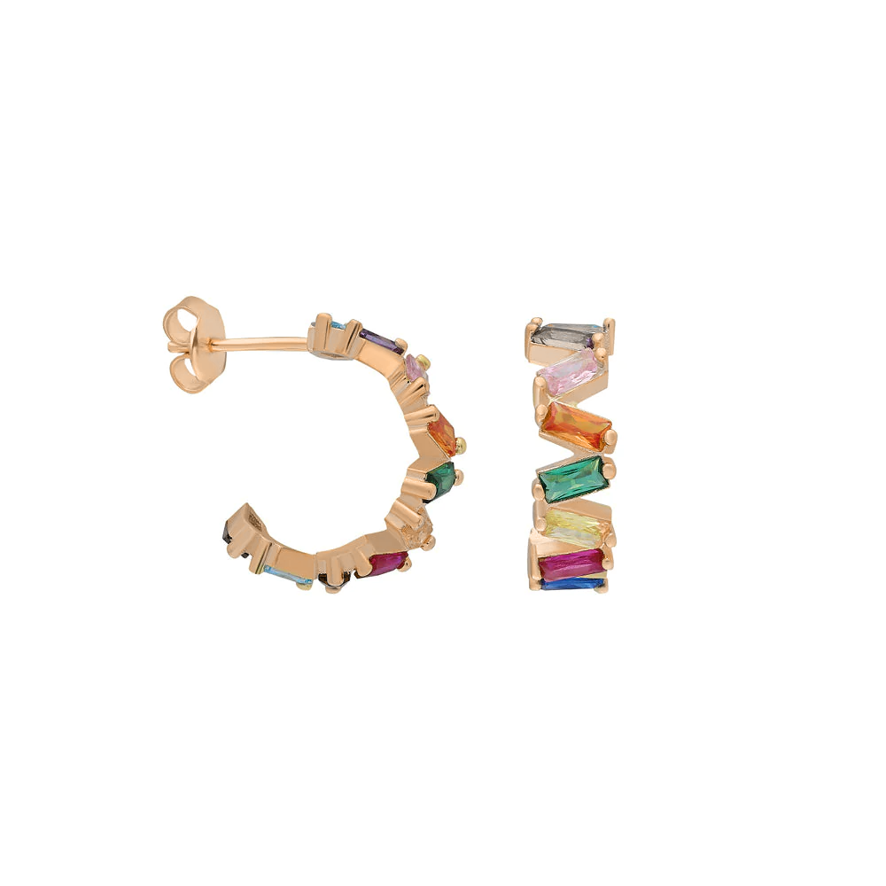 Renkli Baget Shift Küpe 718870 Rose