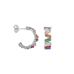 Renkli Baget Shift Küpe 718870 Silver