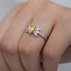 Gümüş Sarı Damla Zirkon Taşlı Kadın Yüzük 18