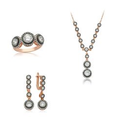 Gümüş Beyaz Taşlı Bayan Set 15