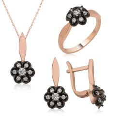 Gümüş Elmas Montür Çiçek Bayan Set 11
