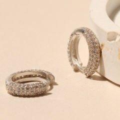 Taşlı Halka Küpe 718878 Silver