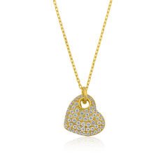 Gümüş Gold Kalp Bayan Kolye