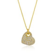 Gümüş Gold Kalp Bayan Kolye