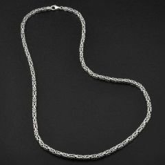 Gümüş Kral Zincir - 10 mm Köşeli 65 cm