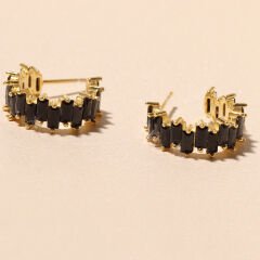 Siyah Taşlı Küpe 718893 Gold