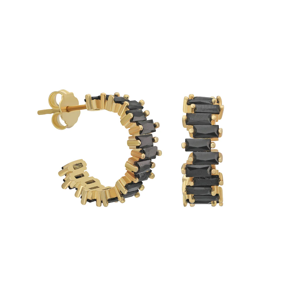 Siyah Taşlı Küpe 718893 Gold