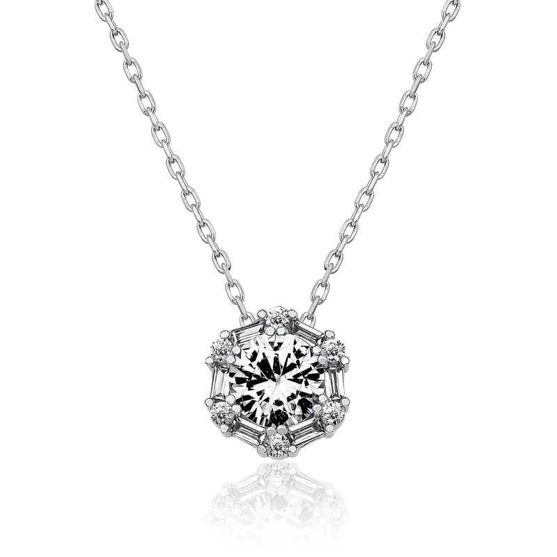 Gümüş Buz Beyazı Baget Taşlı Bayan Kolye