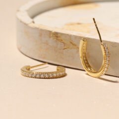 Taşlı Halka Küpe 718895 Gold