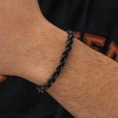 Gümüş Kazaziye Örgü Bileklik 18 cm