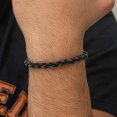 Gümüş Kazaziye Örgü Bileklik 18 cm