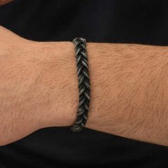 Gümüş Kazaziye Örgü Bileklik 21 cm
