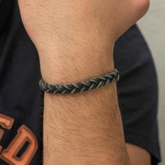 Gümüş Kazaziye Örgü Bileklik 21 cm