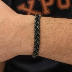 Gümüş Kazaziye Örgü Bileklik 21 cm