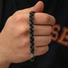 Gümüş Kazaziye Örgü Bileklik 21 cm