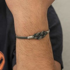 Gümüş Kazaziye Örgü Bileklik 19 cm