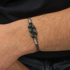 Gümüş Kazaziye Örgü Bileklik 19 cm