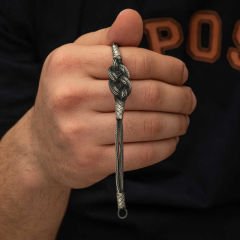 Gümüş Kazaziye Örgü Bileklik 19 cm