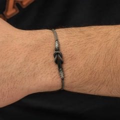 Gümüş Kazaziye Düğüm Bileklik 20 cm