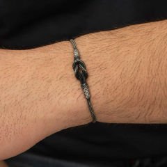 Gümüş Kazaziye Düğüm Bileklik 20 cm
