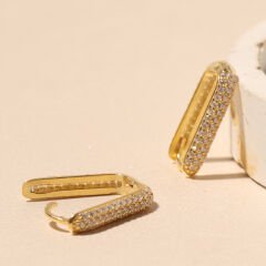 Dikdörtgen Zirkon Küpe 718898 Gold